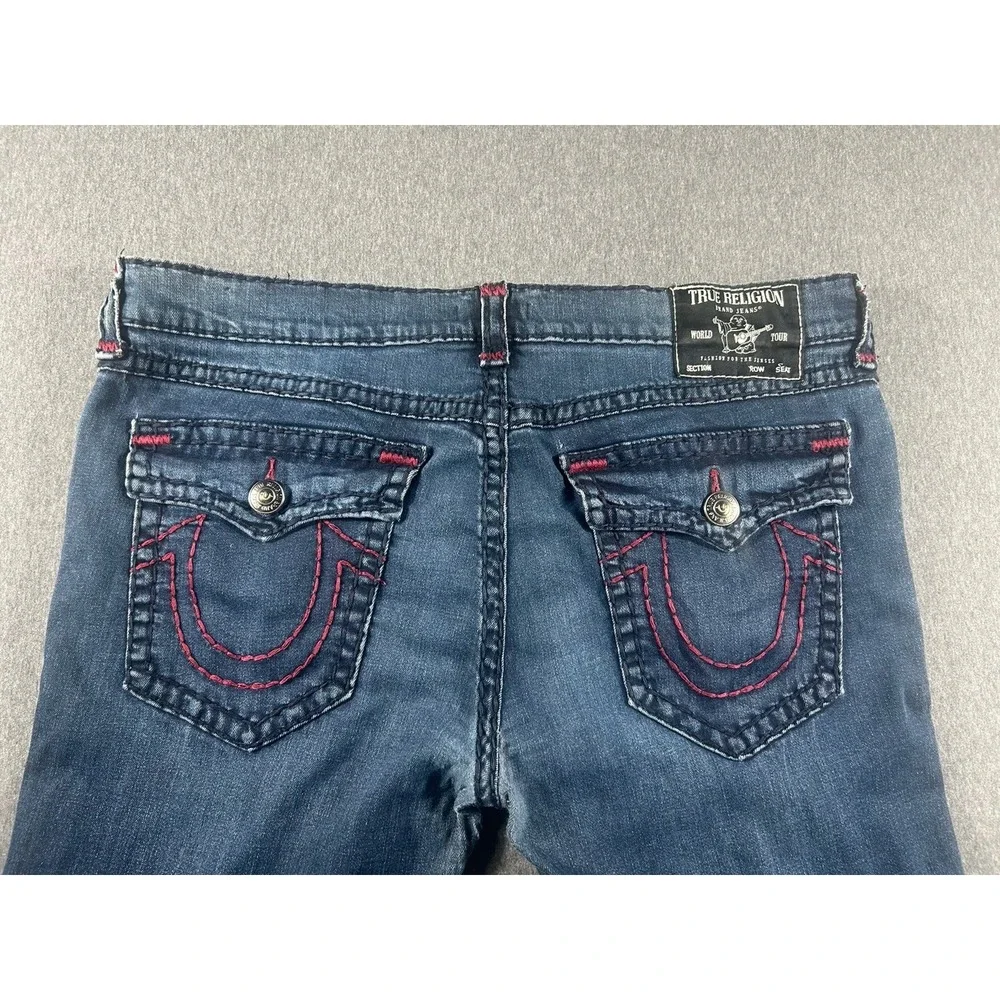 True Religion Ricky Relaxed Straight Jeans with Red‎ Contrast Stitching Size 40